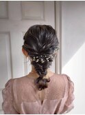 編み下ろし　ヘアアレンジ　お呼ばれヘア　ローポニー
