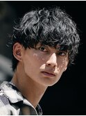 渋谷シャドウパーマ波巻きパーマメンズカットメンズマッシュ30代