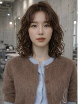 ノラ シブヤ(NORA)&nbsp;小顔ミディアムパーマミディアムデジタルパーマボブパーマ前髪
