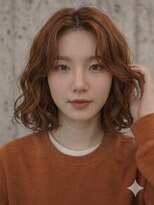 ノラ シブヤ(NORA)&nbsp;小顔ミディアムパーマミディアムデジタルパーマボブパーマ前髪