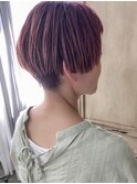 ローズピンクのおかっぱボブ