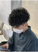 波巻きスパイラルツイストスパイラルパーマツーブロックパーマ