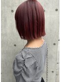 ブリーチなしダブルカラーチェリーレッドbob