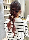 アレンジ　艶髪　髪質改善　ヘアセット　編みおろし　顔まわり