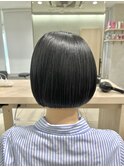 ミニボブ秋カラーミニボブ×暗髪透明感デザインカラー艶カラー