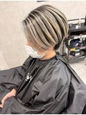 バレイヤージュ、ハイライト、ショートカット、シャドールーツ