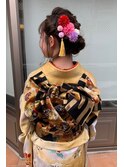 成人式、振袖、編み込みお団子