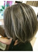 アッシュベースハイライト☆前下がりボブ