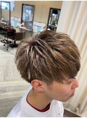 シークレットハイライトツーブロック刈り上げ/ベージュ10代20代