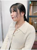 アッシュブラック 艶感　グレージュ　ヘアアレンジ　ロングヘア