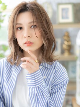 カバーヘア ブリス 戸田公園西口店(COVER HAIR bliss) 外国人風インナーカラーかきあげ前髪ロブc6戸田公園20代30代40代