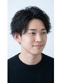 アップバング縦落ちツイストスパイラルパーマスタイルバーバー