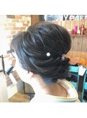 着物に合わせたやわらかシニヨンヘア