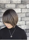 ボブ/カーキグレージュ/大人かわいい/フェザーバング