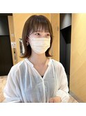 ＊オリーブグレージュ 伸ばしかけボブ シースルー 大阪美容室