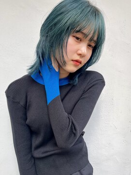 イリ(iLi) 【iLi×REN】顔周りカット/コバルトブルー/恐竜カラー