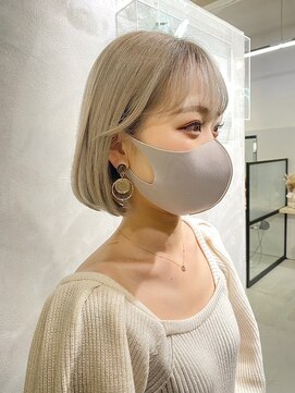 ネモネ バイ ミリー 梅田茶屋町(nemone by milly) ハイトーンカラー切りっぱなしボブタンバルモリスタイル【梅田】