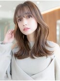 大人かわいい前髪セシルカットココアブラウンフリンジウェーブ