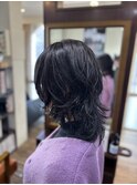 ミディアムウルフ×ニュアンスパーマ