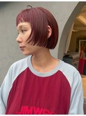 【20代30代40代】個性的モード◇ルビーレッドミニボブ