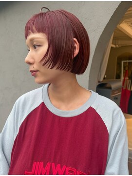 ホヌン 茅ヶ崎(Honnun) 【20代30代40代】個性的モード◇ルビーレッドミニボブ
