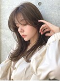 レイヤーロング 丸顔 スリークストレート×アースカラー 表参道