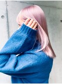 ブリーチ◎ハイトーンピンク×ボブ×顔周り前髪レイヤーカット