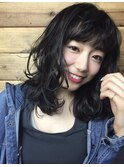黒髪ふんわり毛先パーマ♪溝口美容院//un//オージュアサロン