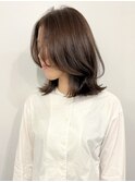 ミディアムヘア/切りっぱなしボブ/ピンクカラー/白髪ぼかし/40代