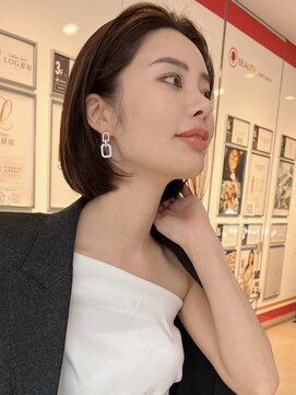 アミー 駒澤(Ammy komazawa) #切りっぱなしボブ #前下りボブ #顔周りレイヤー #小顔カット