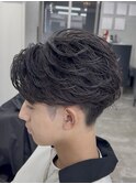フェザーショートフェザーパーマセンターパート熊本メンズカット
