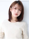 ミディアムボブ/ワンカールストレート/シースルーバング