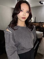 ヨハク 大阪梅田中崎町(yohaku)&nbsp;【misaki】ミディアムレイヤー×ワインレッド