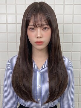 オンフ(ONFFO) 髪質改善トリートメント 縮毛矯正 グレージュ 前髪カット 20代