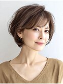 し40代50代60代/脱白髪染め白髪ぼかしハイライト/ショートボブ