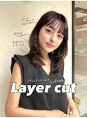 レイヤーカット 小顔カット ミディアムヘア 小顔ミディアム