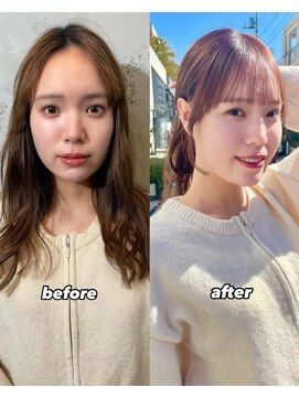 ノラ ヘアーサロン(NORA HAIR SALON) ナチュラル小顔前髪あり後れ毛サイドバング結べるボブくびれヘア