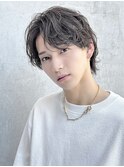 大人男性ナチュラルパーマビジカジ清潔感アッシュブラック
