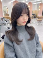 ロンド ブランシュ 錦糸町北口(Lond blanche)&nbsp;ミニウルフチェリーブラウンブリーチなしレイヤー韓国前髪