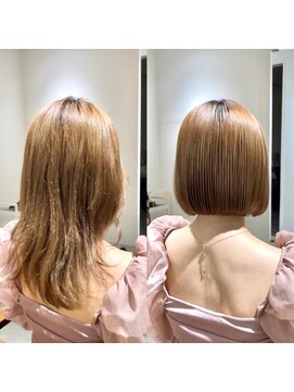 ジュベ 別府店(juve.) 別府ショートボブ顔まわりレイヤーカット髪質改善カラー30代