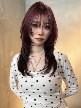 原宿/ウルフカット レイヤー デザインカラー ルーツカラー   