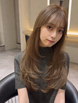アース コアフュールボーテ 上田店(EARTH coiffure beaute) ナチュラルベージュ_ヨシンモリ_顔周りレイヤー_レイヤーカット