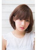 小顔斜めバング&厚めバングのマーメイドアッシュハニーヘア