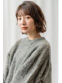 大人かわいい前髪セシルカットココアブラウンフリンジウェーブ