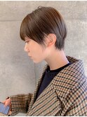 マッシュショート×ブリーチなしナチュラルアッシュグレージュ