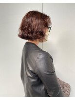 モルニ(MORNI)&nbsp;髪質改善トリートメント_マロンベージュ Aラインボブ かきあげ