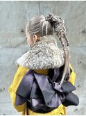 個性派タイト編みおろし★成人式卒業式 着付けヘアセット