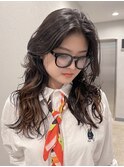 ウェーブミディアムメルティカラー×レイヤーカット韓国