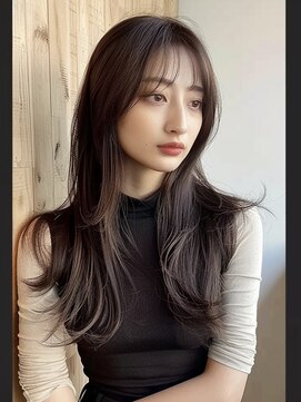 レヴ 草加店(LEV.) 外ハネワイドバングブルーブラック