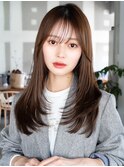 ☆フェミニンロング大人かわいいぱっつん前髪レイヤーカット小顔
